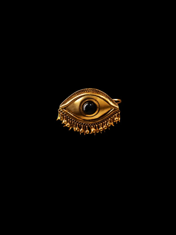 Gaze Ring in sterling silver, product photo on black – rings, Bhavya Ramesh
