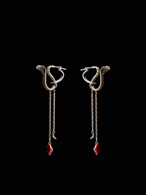 Ward Earrings in sterling silver, product photo on black – earrings, Bhavya Ramesh