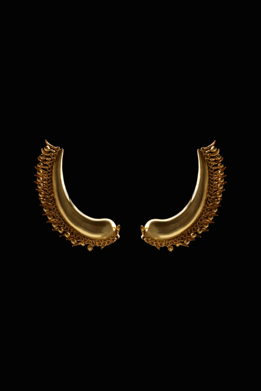 Tusk Hairclips in sterling silver, product photo on black – hair clip, Bhavya Ramesh