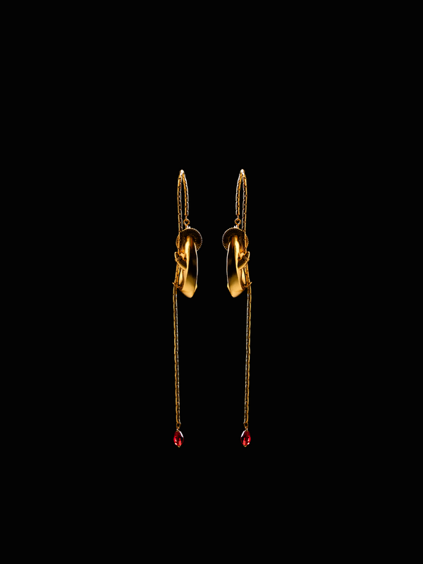 Viper Earrings in sterling silver, product photo on black – earrings, Bhavya Ramesh
