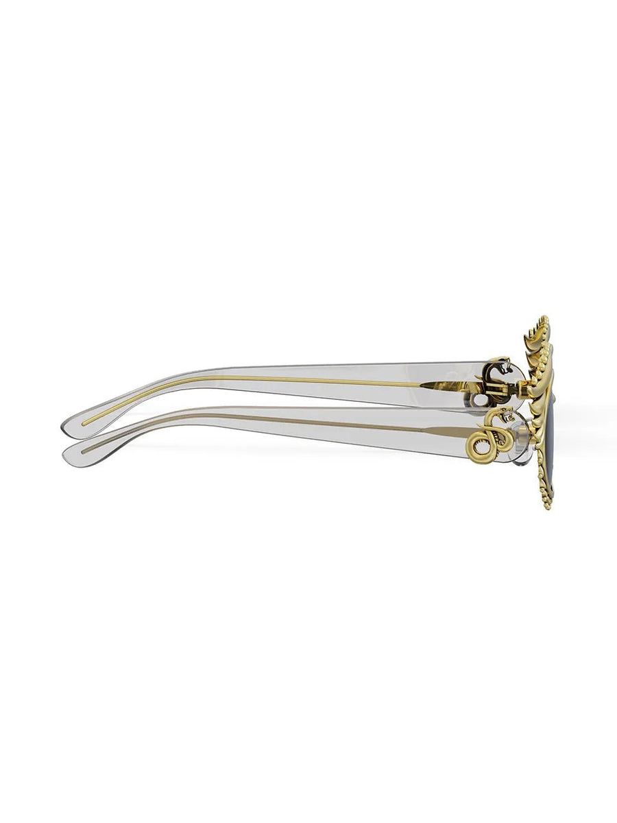 Chakri Sunglasses in 18-carat gold plating on sterling silver, product photo on black – sunglasses, Bhavya Ramesh