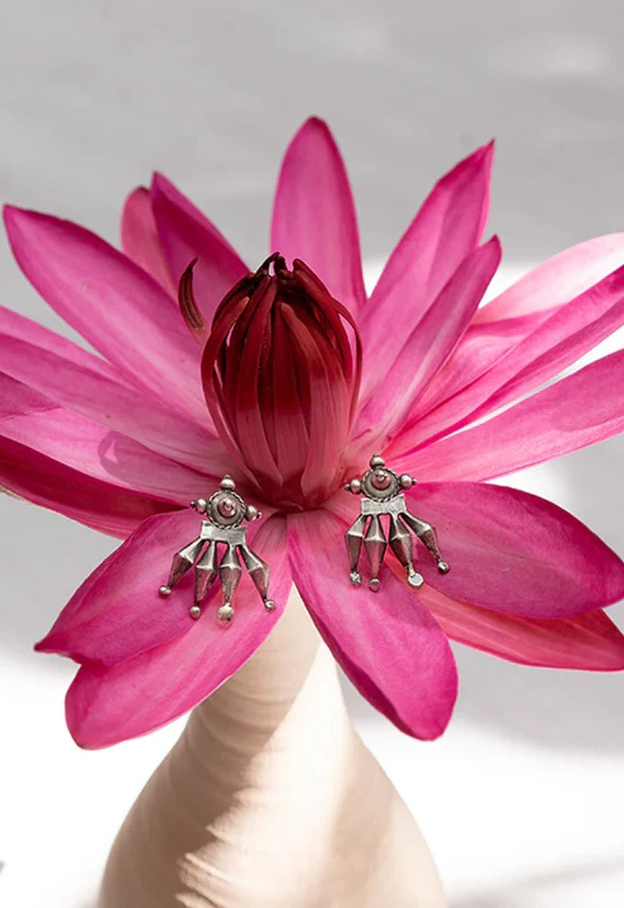 Cluster Earring in 925 sterling silver, product photo on black – earrings, Bhavya Ramesh