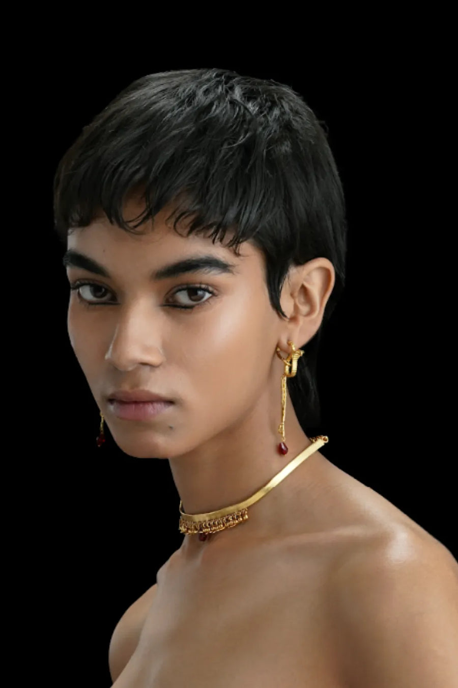 Ward Earrings in sterling silver, worn by a model – earrings, Bhavya Ramesh