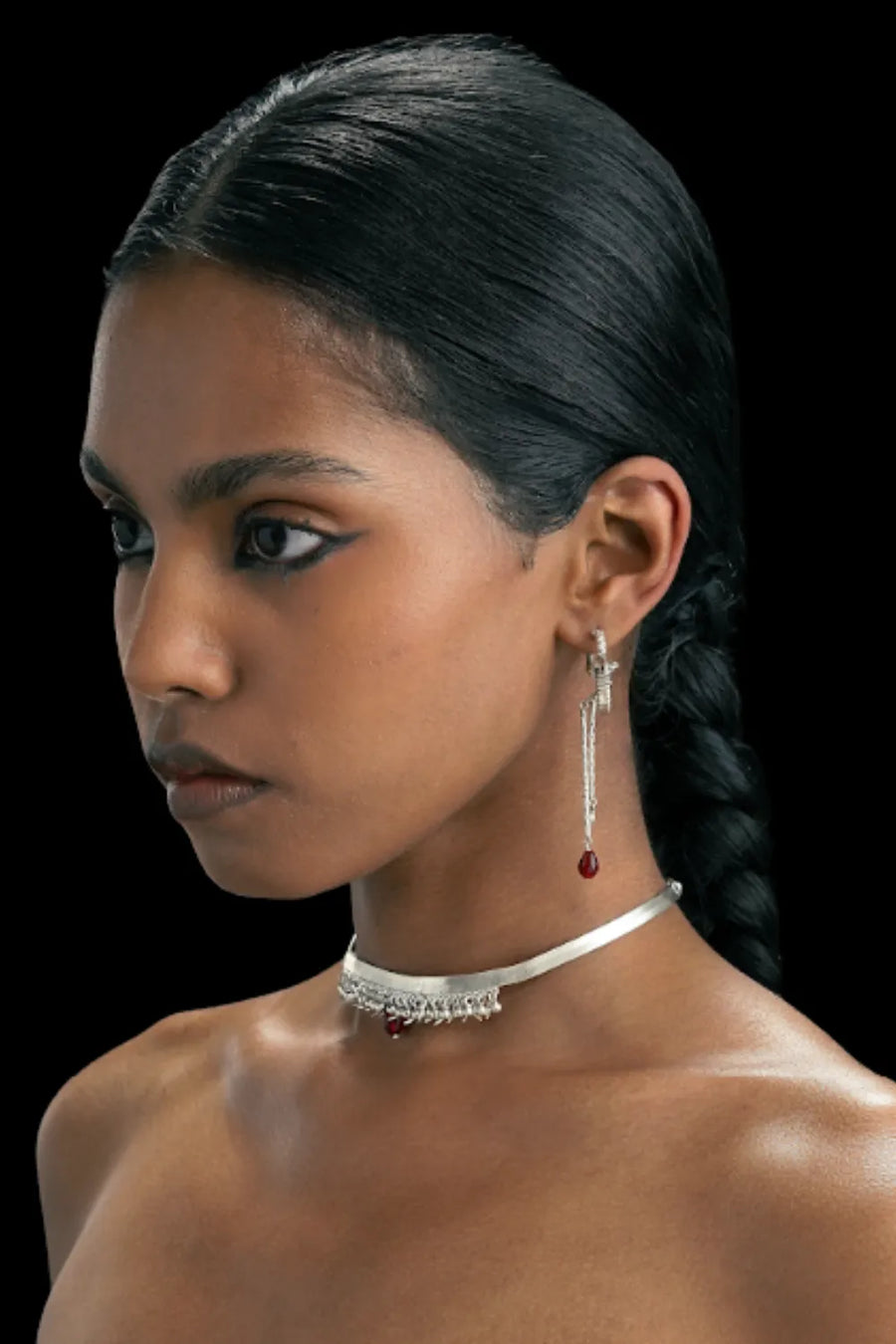 Protect Choker in sterling silver, worn by a model – neck pieces, Bhavya Ramesh