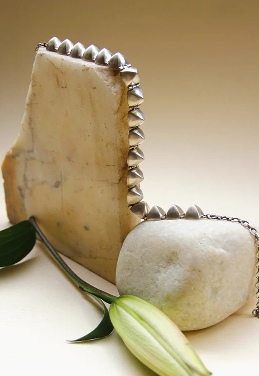 Edge Of Everything Choker in 925 sterling silver, worn by a model – neck pieces, Bhavya Ramesh
