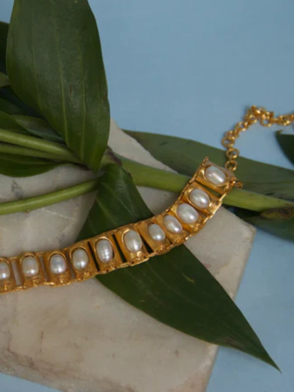 Eternal Bracelet in 18-carat gold plating on sterling silver, worn by a model – wrist wear, Bhavya Ramesh