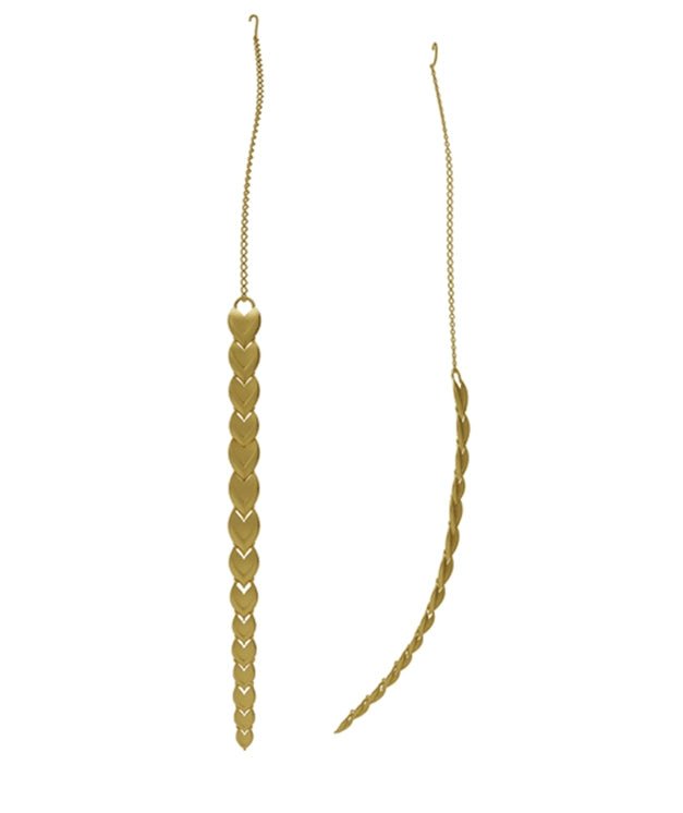 Aamaras Hairdrips in 18-carat gold plating on sterling silver, product photo on black – maang tika, Bhavya Ramesh