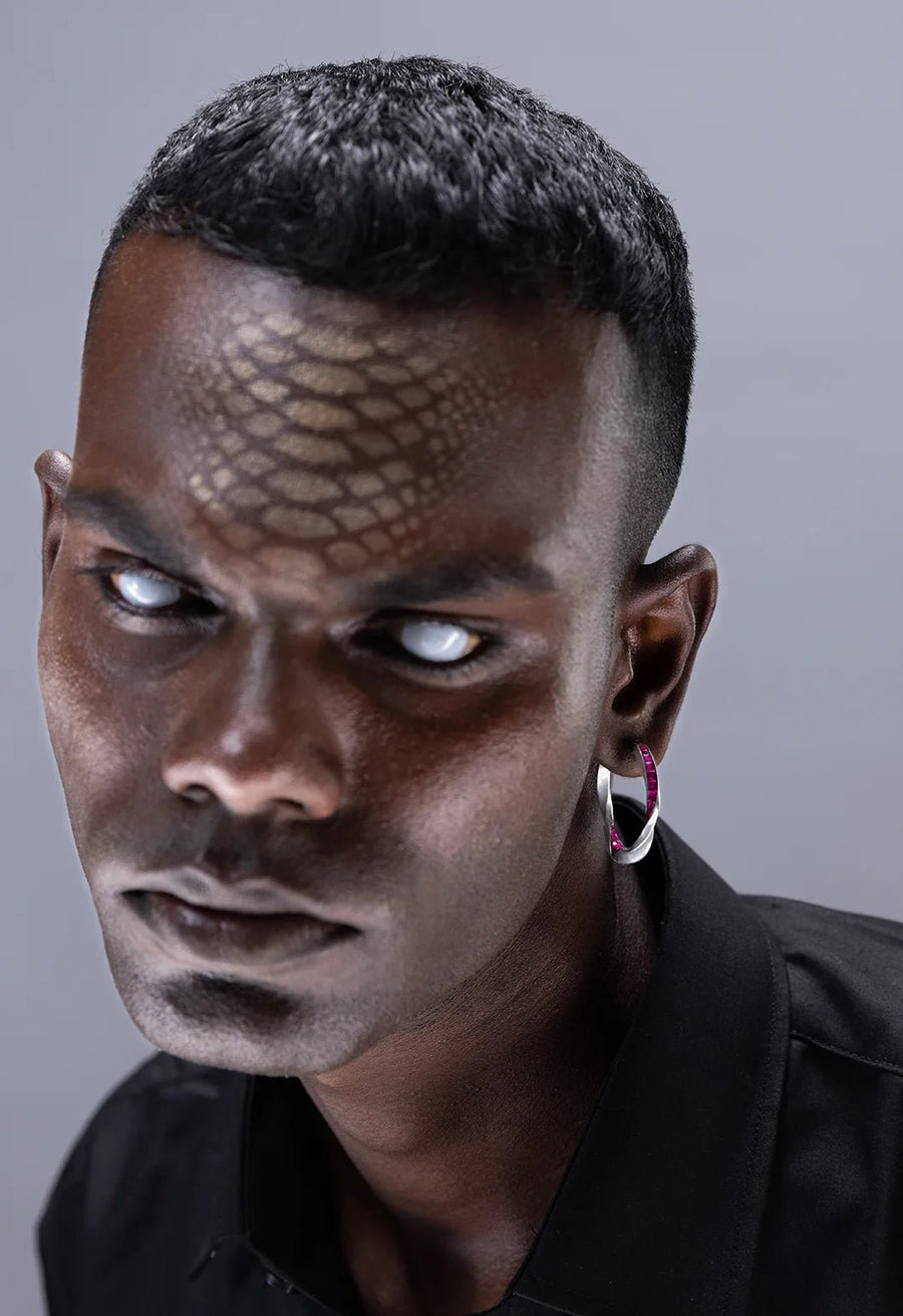 Astika Earring in 925 sterling silver, worn by a model – earrings, Bhavya Ramesh