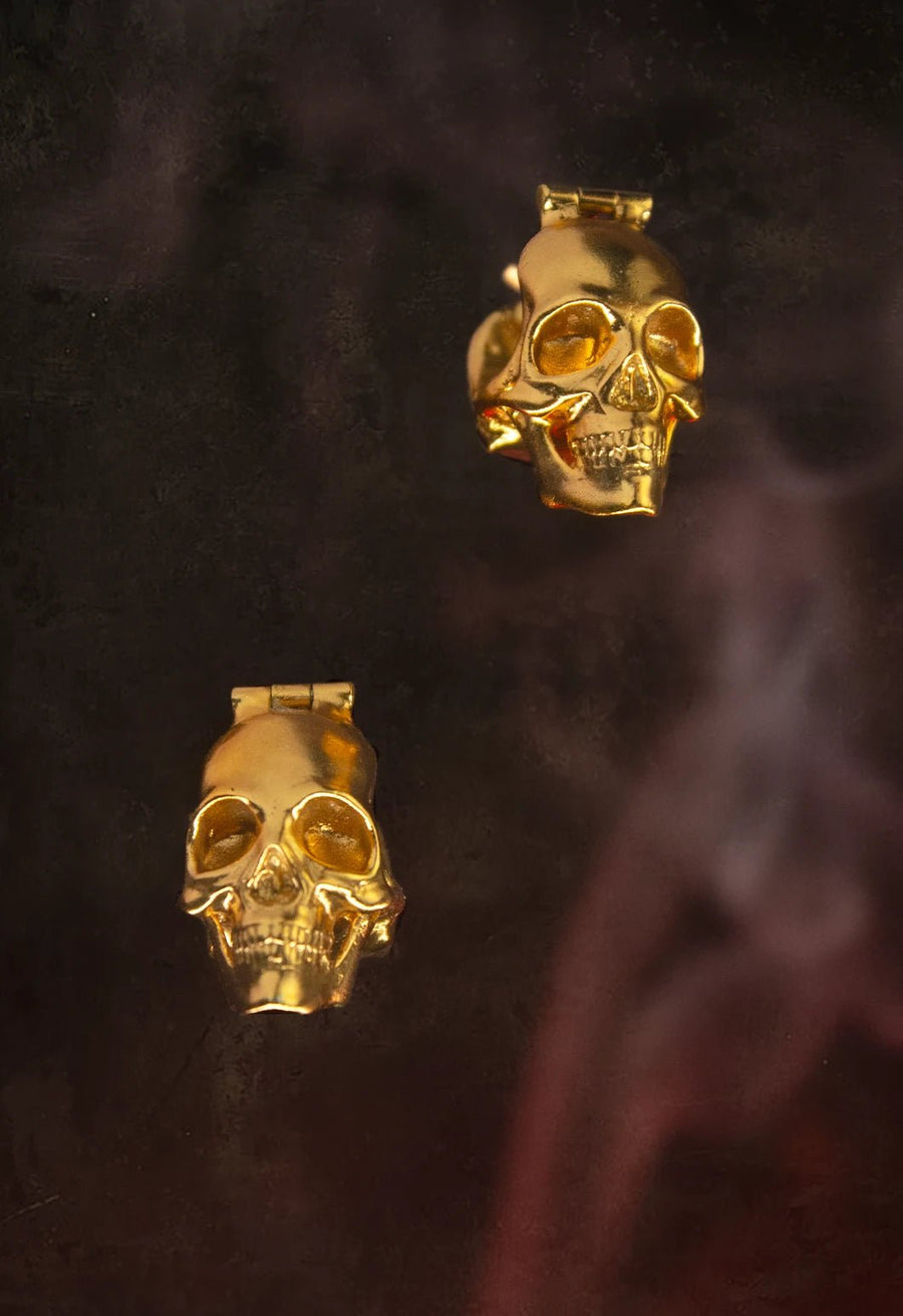 Asur Earring in 18-carat gold plating on sterling silver, worn by a model – earrings, Bhavya Ramesh