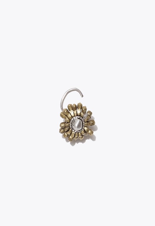 Banjara Nose Pin in 925 sterling silver, product photo on black – nose pin, Bhavya Ramesh