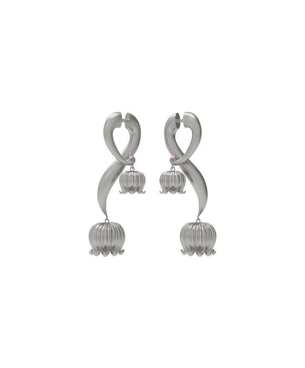 Cham Cham in 925 sterling silver, product photo on black – earrings, Bhavya Ramesh