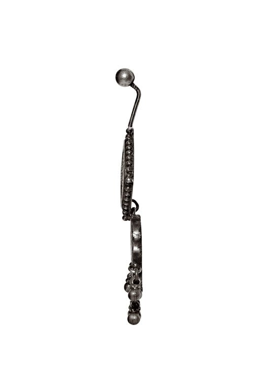 Cosmic Avalanche earring in 925 sterling silver, product photo on black – earrings, Bhavya Ramesh