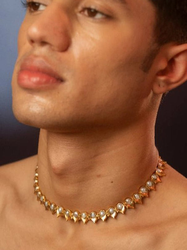 Falooda Necklet in 925 sterling silver, worn by a model – neck pieces, Bhavya Ramesh