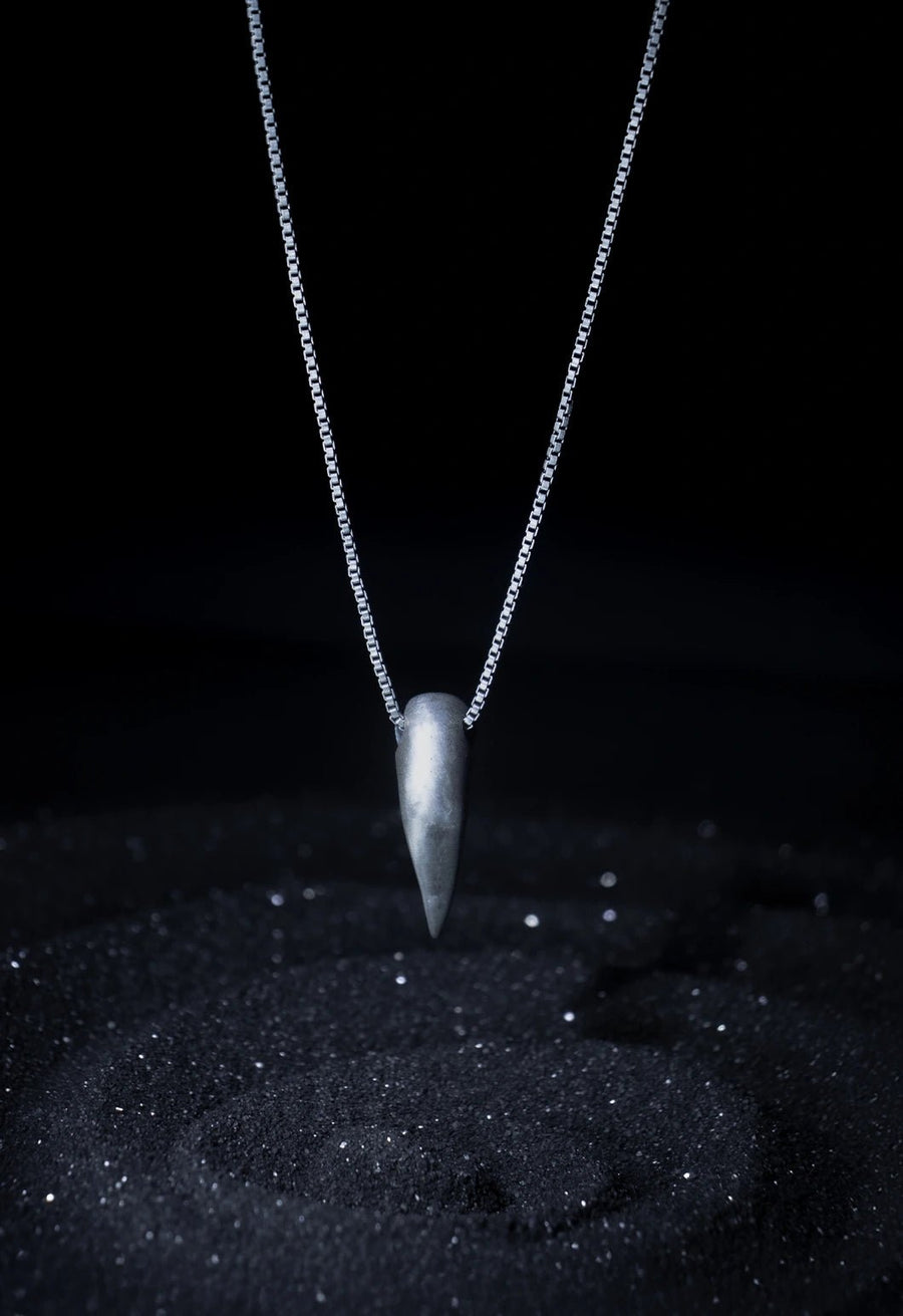 Fangryn Neckpiece in 925 sterling silver, product photo on black – neck pieces, Bhavya Ramesh