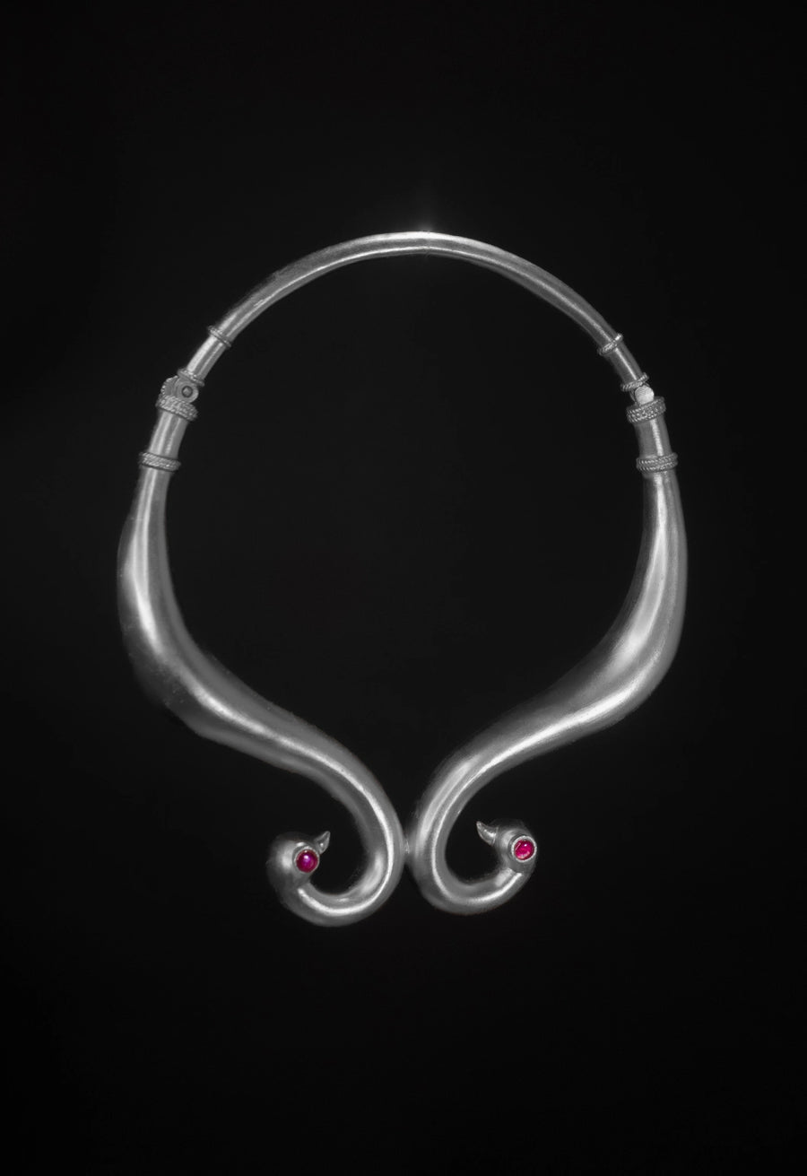 GalacticGrace in 925 sterling silver, product photo on black – neck pieces, Bhavya Ramesh
