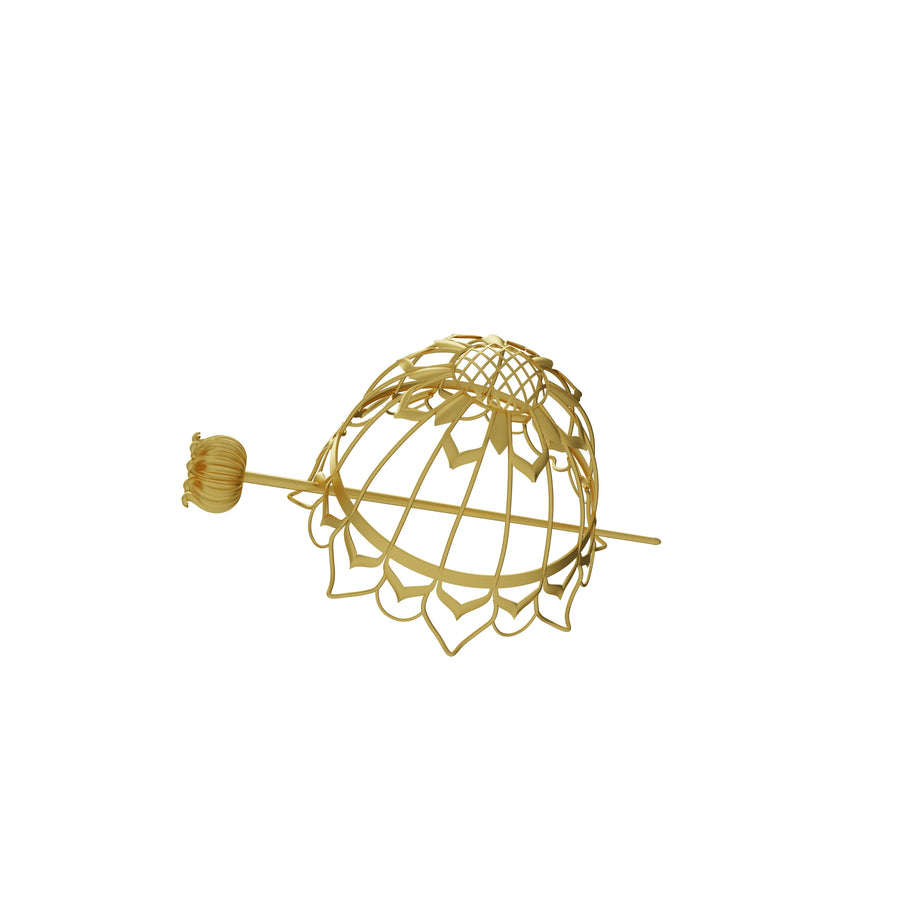 Gulaab Hair Buns in 18-carat gold plating on sterling silver, product photo on black – hair bun, Bhavya Ramesh