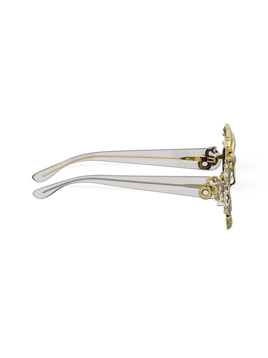 Heizengaze Sunglasses in 18-carat gold plating on sterling silver, product photo on black – sunglasses, Bhavya Ramesh