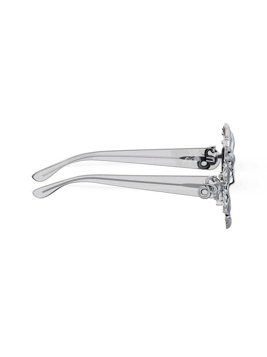 Heizengaze Sunglasses in 925 sterling silver, product photo on black – sunglasses, Bhavya Ramesh