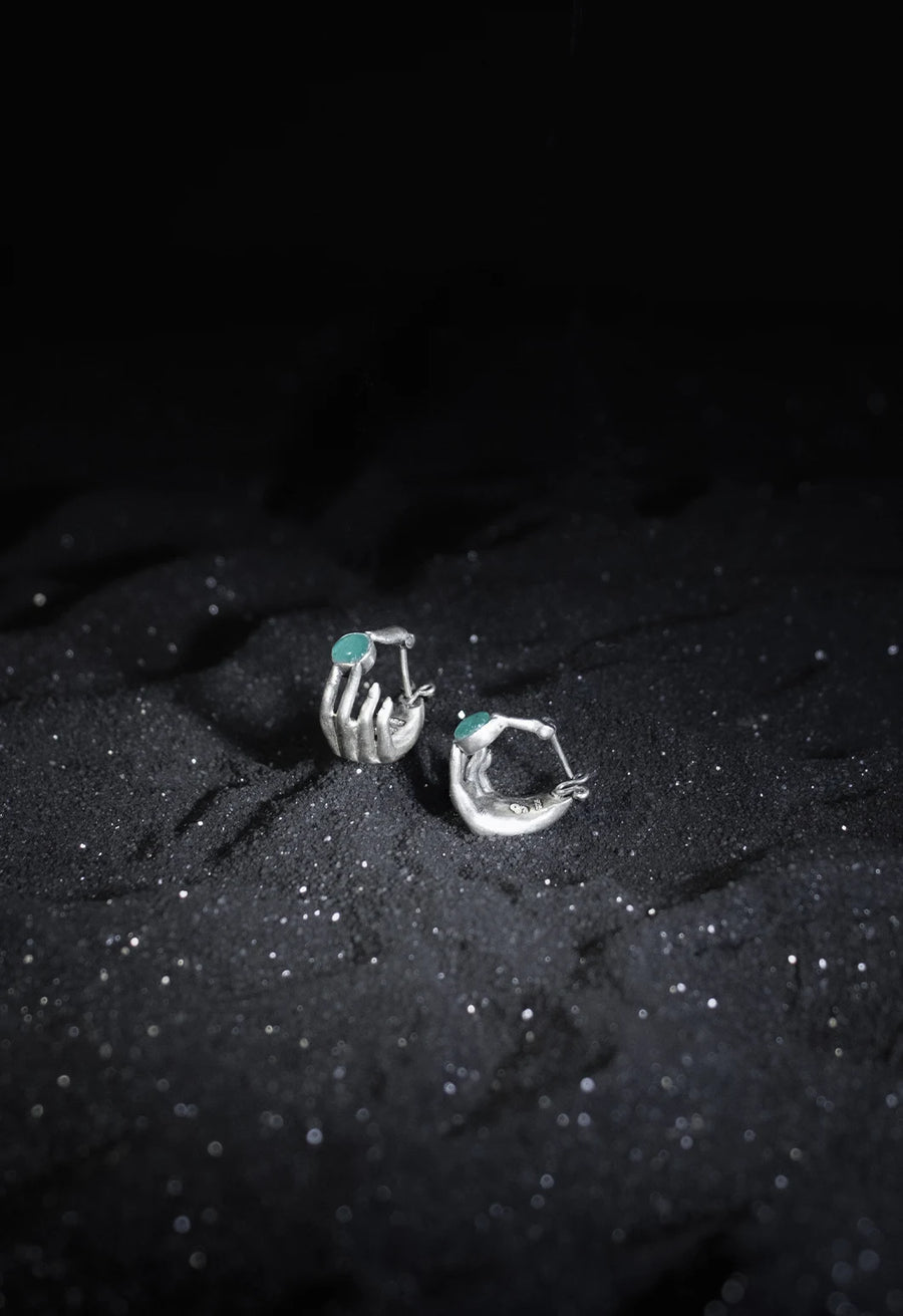 Hissvarna Earring in 925 sterling silver, product photo on black – earrings, Bhavya Ramesh