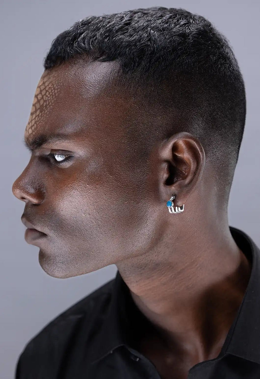 Hissvarna Earring in 925 sterling silver, worn by a model – earrings, Bhavya Ramesh