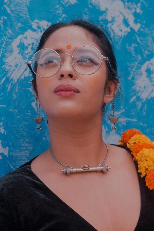 Hysteria Choker in 925 sterling silver, worn by a model – neck pieces, Bhavya Ramesh