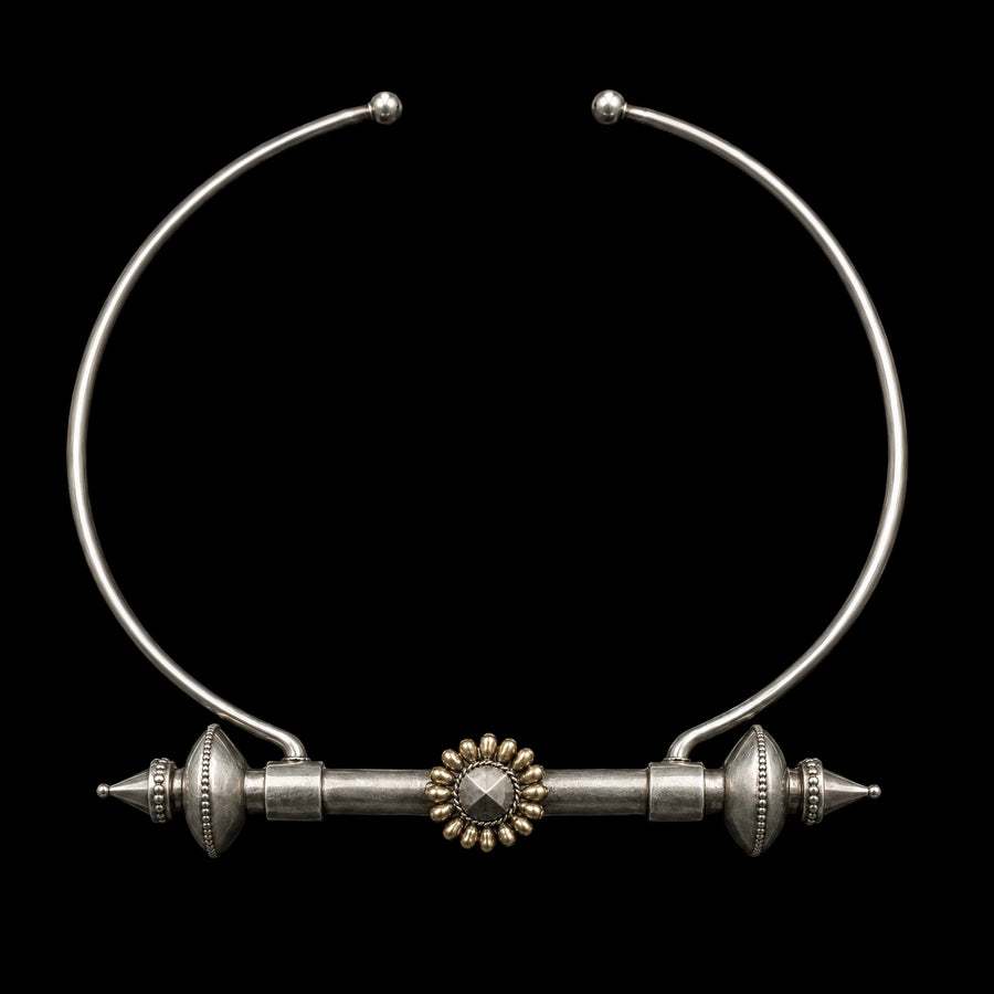 Hysteria Choker in 925 sterling silver, product photo on black – neck pieces, Bhavya Ramesh