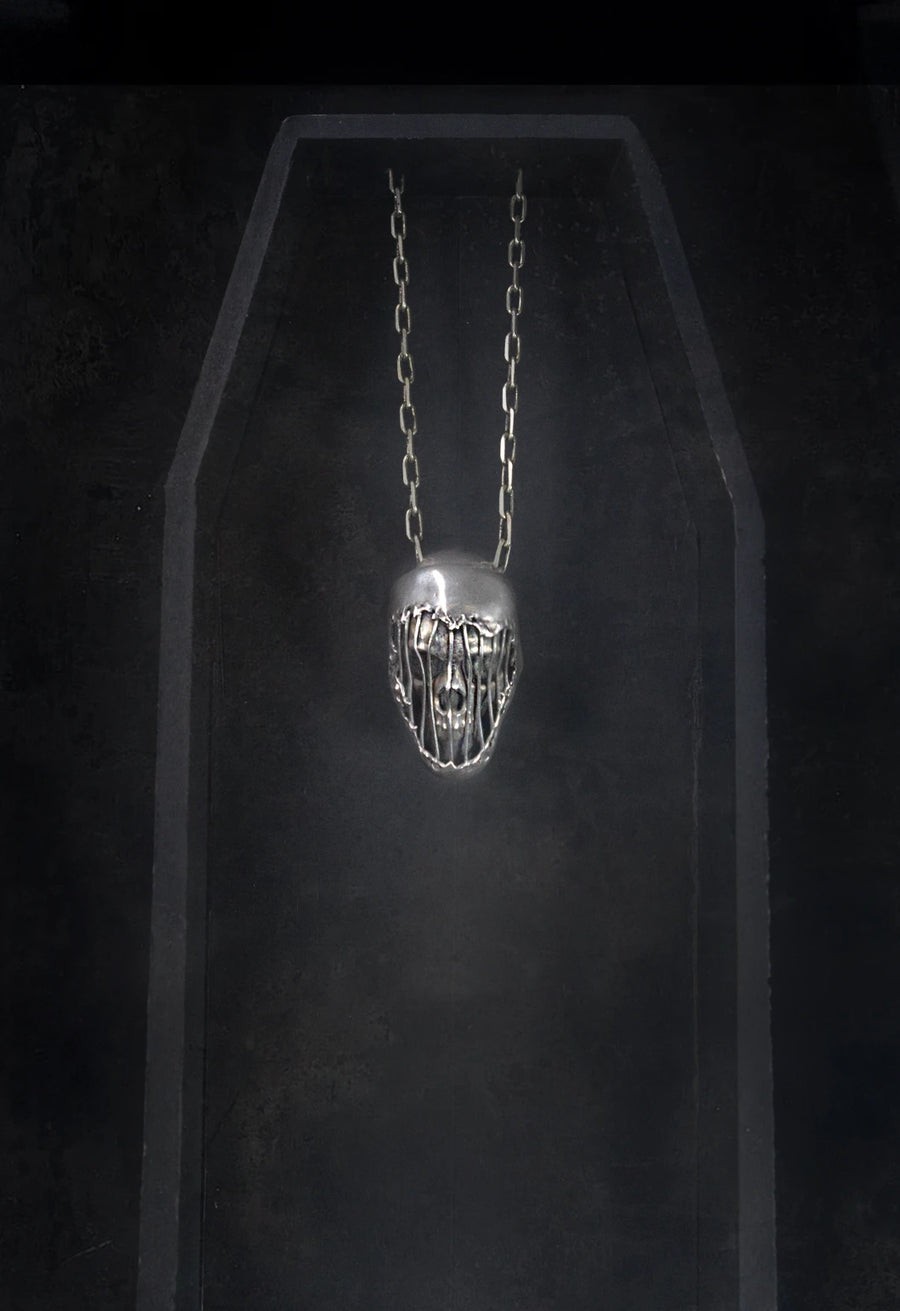 Iron grip neck piece in 925 sterling silver, product photo on black – neck pieces, Bhavya Ramesh