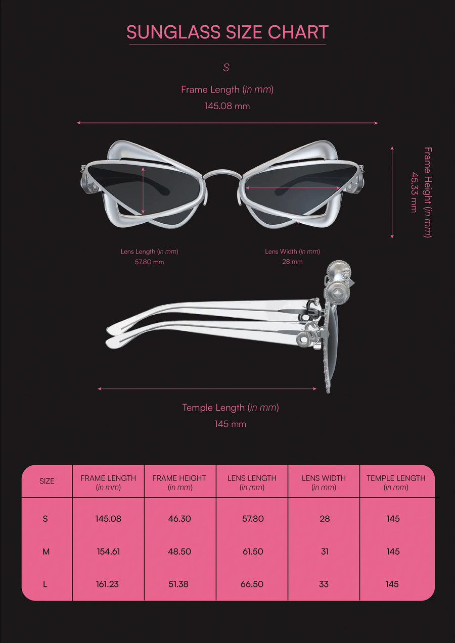 Kirik Sunglasses in 925 sterling silver, product photo on black – sunglasses, Bhavya Ramesh
