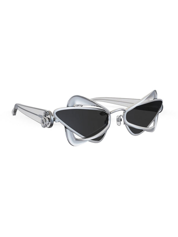 Kirik Sunglasses in 925 sterling silver, product photo on black – sunglasses, Bhavya Ramesh