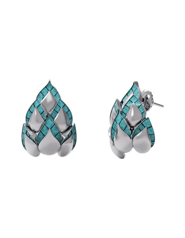 Laddoo Earbulbs in 925 sterling silver, product photo on black – earrings, Bhavya Ramesh