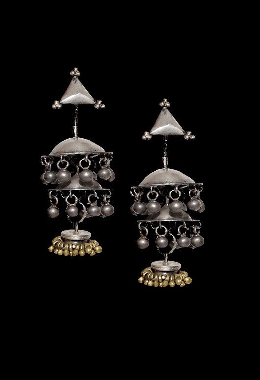 Layers of Self Earrings in 925 sterling silver, product photo on black – earrings, Bhavya Ramesh
