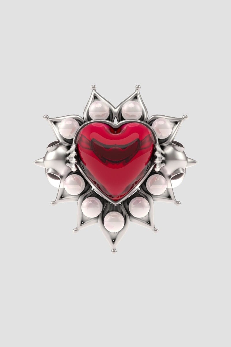 Lovelocked Ring in 925 sterling silver, product photo on black – rings, Bhavya Ramesh
