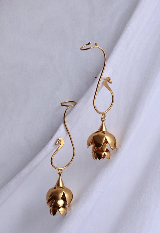 Lovers Earrings in 18-carat gold plating on sterling silver, product photo on black – earrings, Bhavya Ramesh