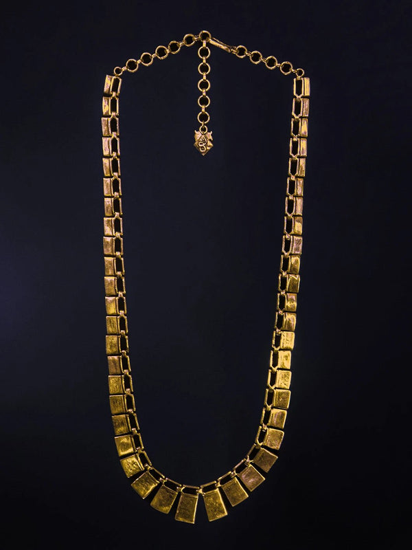 LustreLine in 18-carat gold plating on sterling silver, product photo on black – neck pieces, Bhavya Ramesh