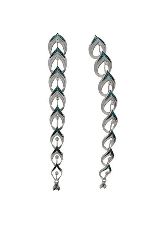 Modak Hairdrip in 925 sterling silver, product photo on black – maang tika, Bhavya Ramesh