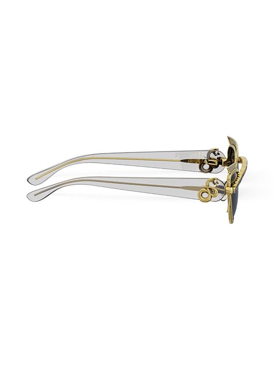 Mula Sunglasses in 18-carat gold plating on sterling silver, product photo on black – sunglasses, Bhavya Ramesh