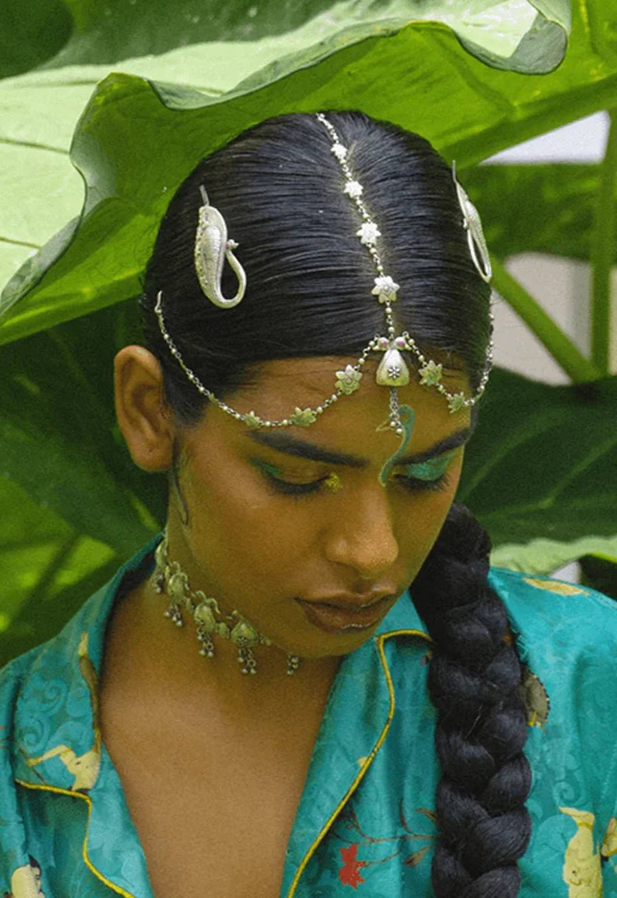 Nekhi | नेकी Hair Bobbies in 925 sterling silver, worn by a model – hair clip, Bhavya Ramesh