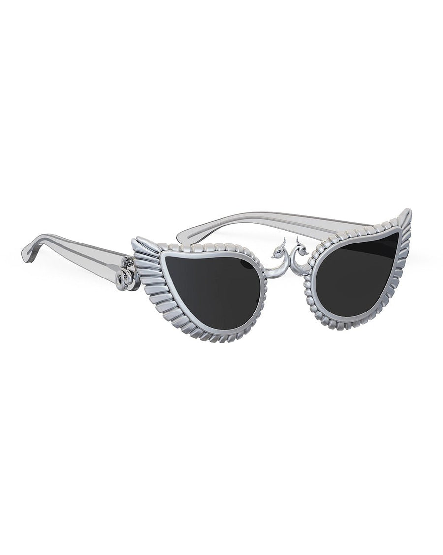 Neytiri Sunglasses in 925 sterling silver, product photo on black – sunglasses, Bhavya Ramesh