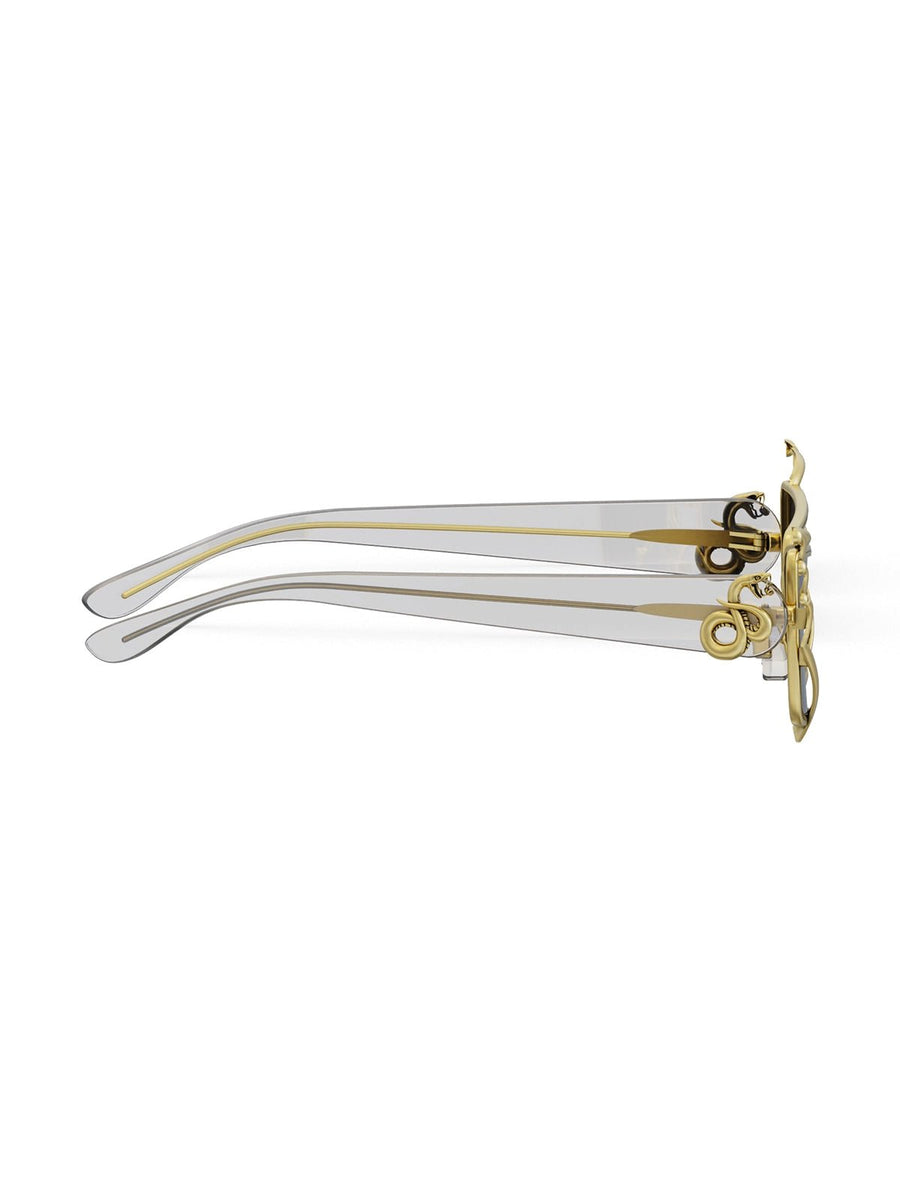 Paabi Sunglasses in 18-carat gold plating on sterling silver, product photo on black – sunglasses, Bhavya Ramesh