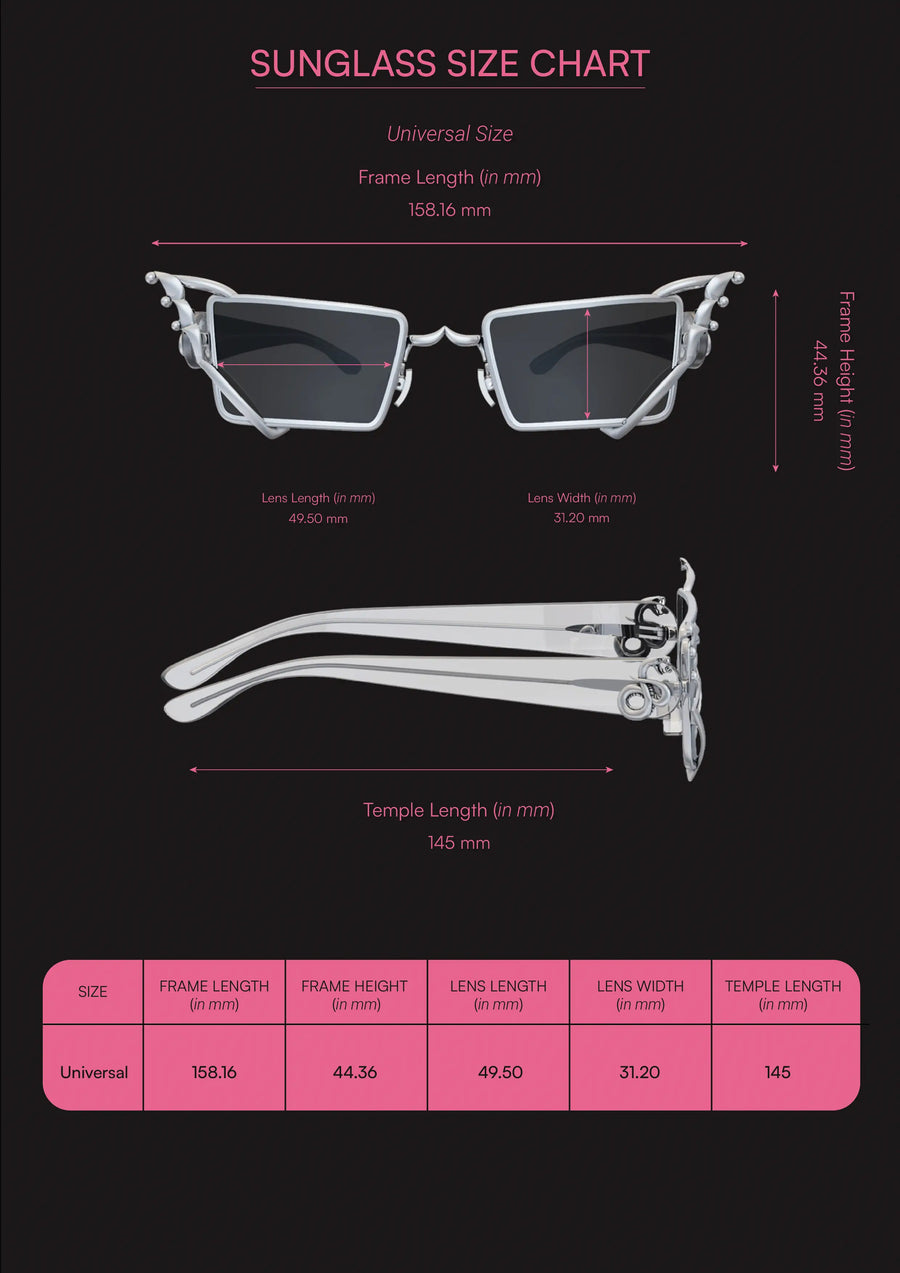Paabi Sunglasses in sterling silver, product photo on black – sunglasses, Bhavya Ramesh