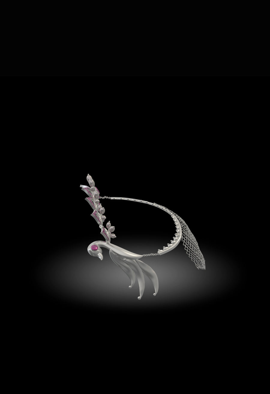 Palki in 925 sterling silver, product photo on black – hair harness, maangtika, Bhavya Ramesh