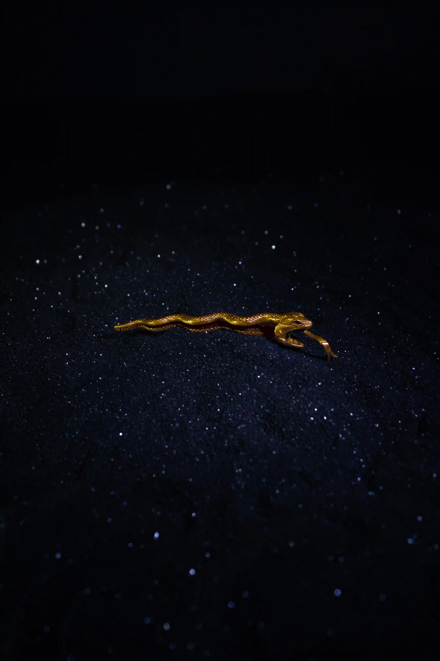 Seashas Hair clip in 18-carat gold plating on sterling silver, product photo on black – hair clip, Bhavya Ramesh