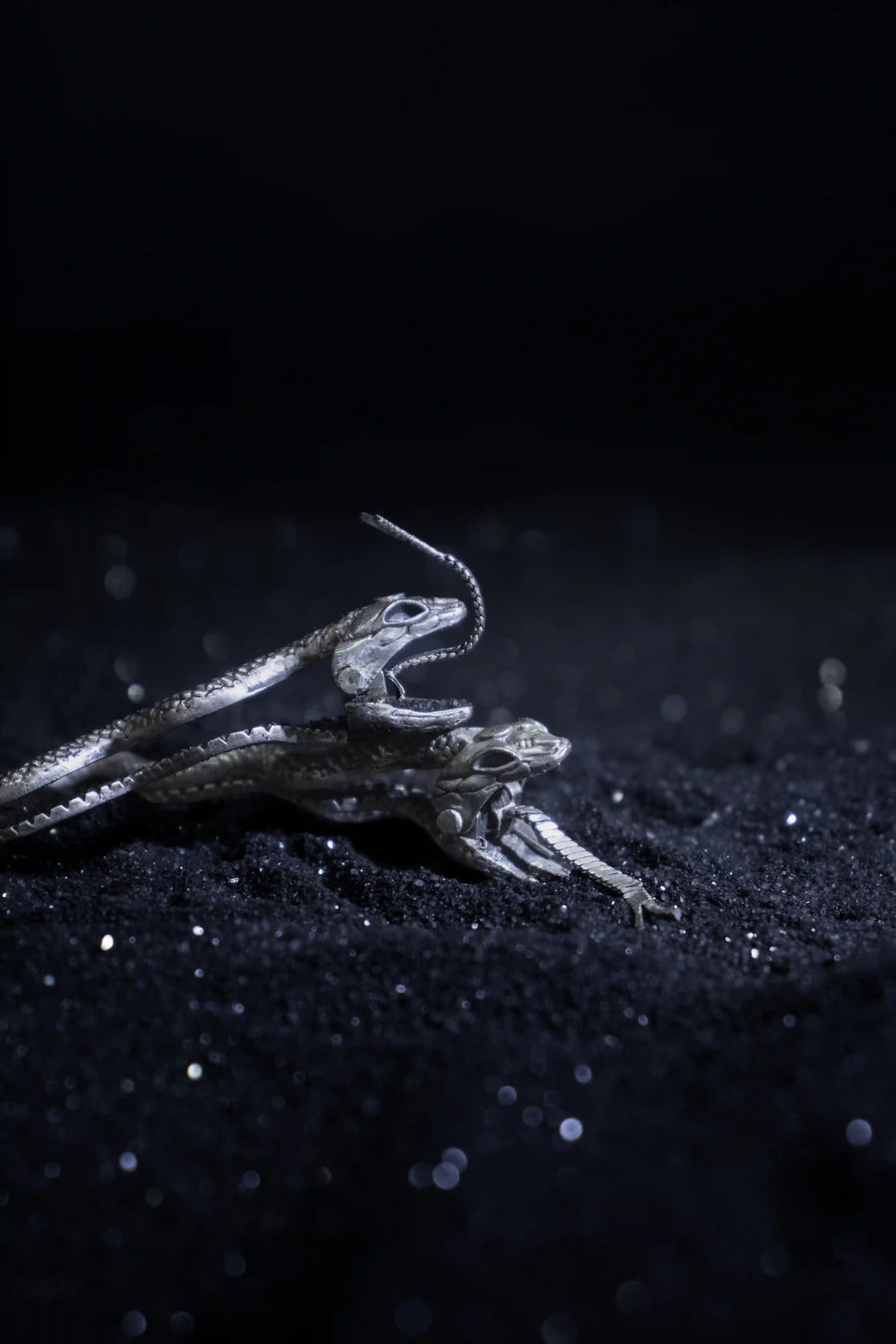 Seashas Hair clip in 925 sterling silver, product photo on black – hair clip, Bhavya Ramesh