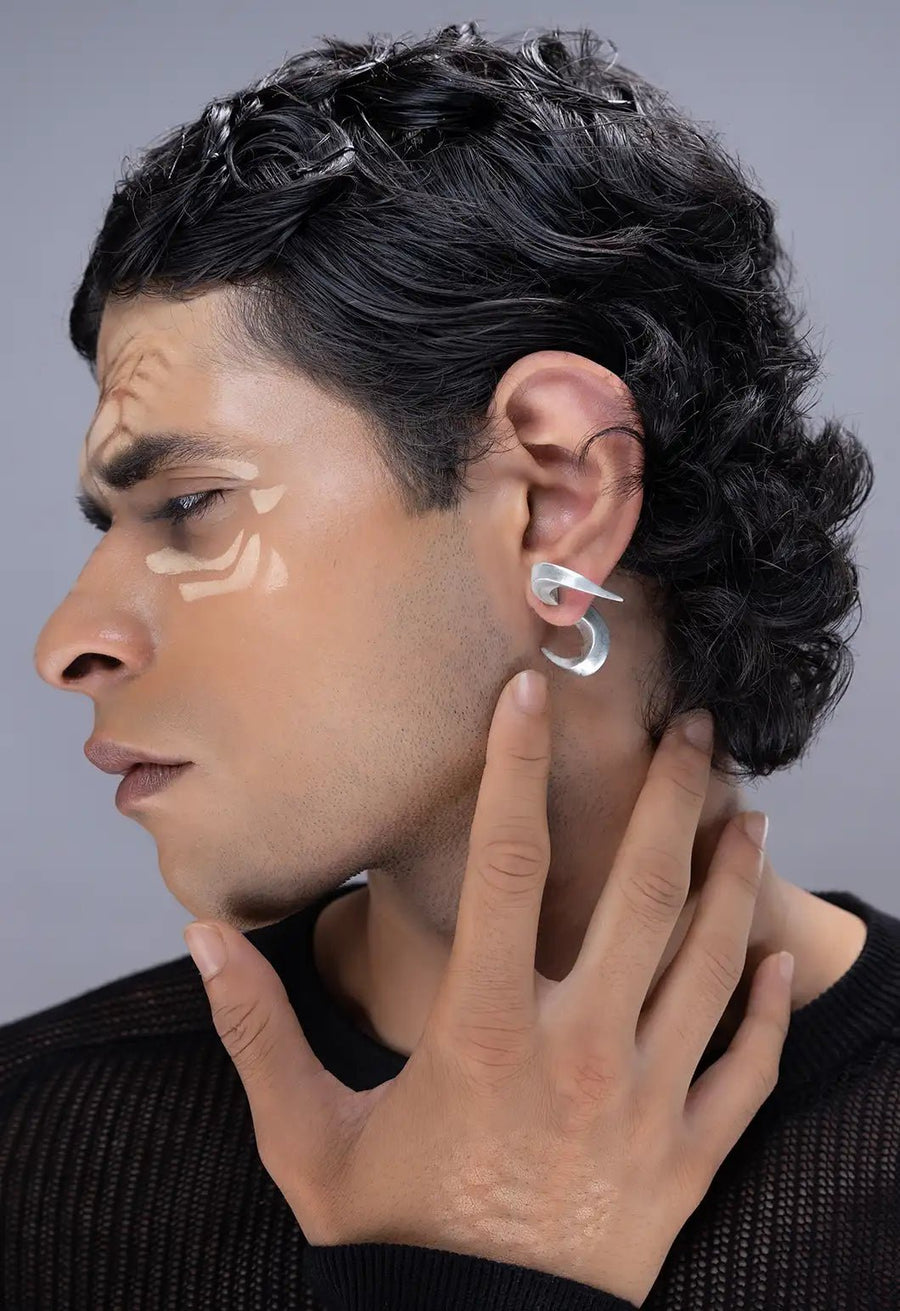 Serpa Earring in 925 sterling silver, worn by a model – earrings, Bhavya Ramesh