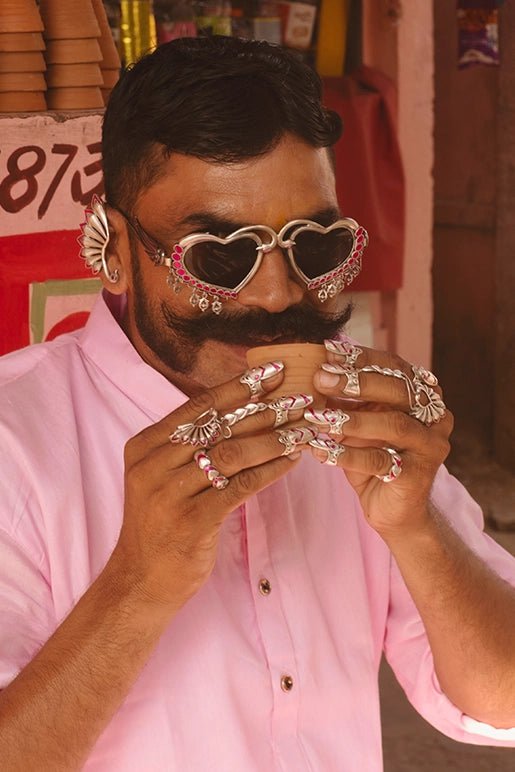 Shrikhand Ring in sterling silver, worn by a model – rings, Bhavya Ramesh