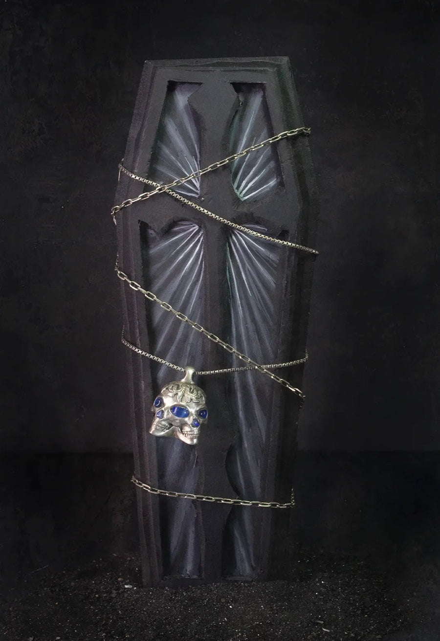 Soul-rift Neckpiece in sterling silver, product photo on black – neck pieces, Bhavya Ramesh