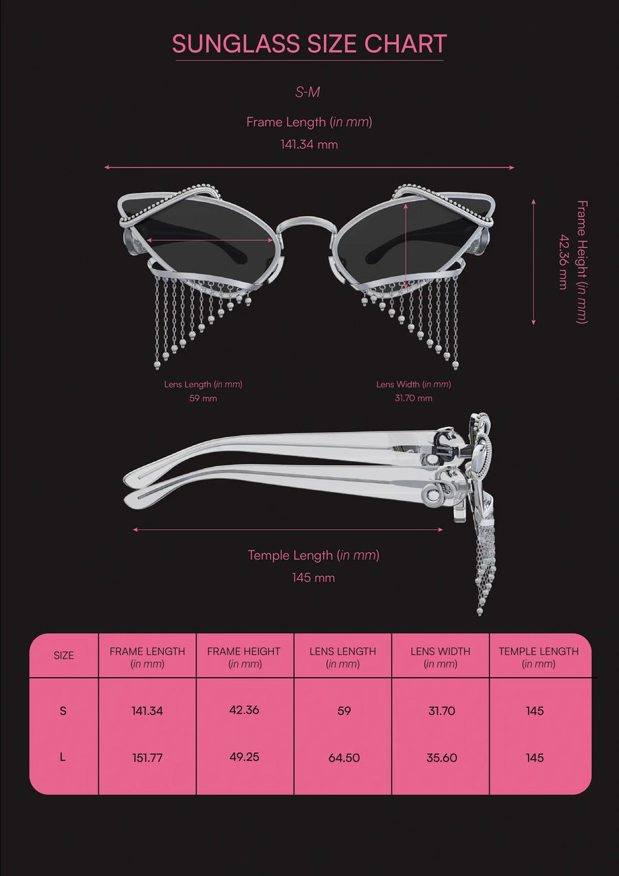 Tipsie Sunglasses in sterling silver, product photo on black – sunglasses, Bhavya Ramesh