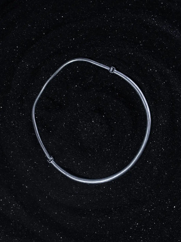 Vishrantha Neckpiece in 925 sterling silver, product photo on black – neck pieces, Bhavya Ramesh