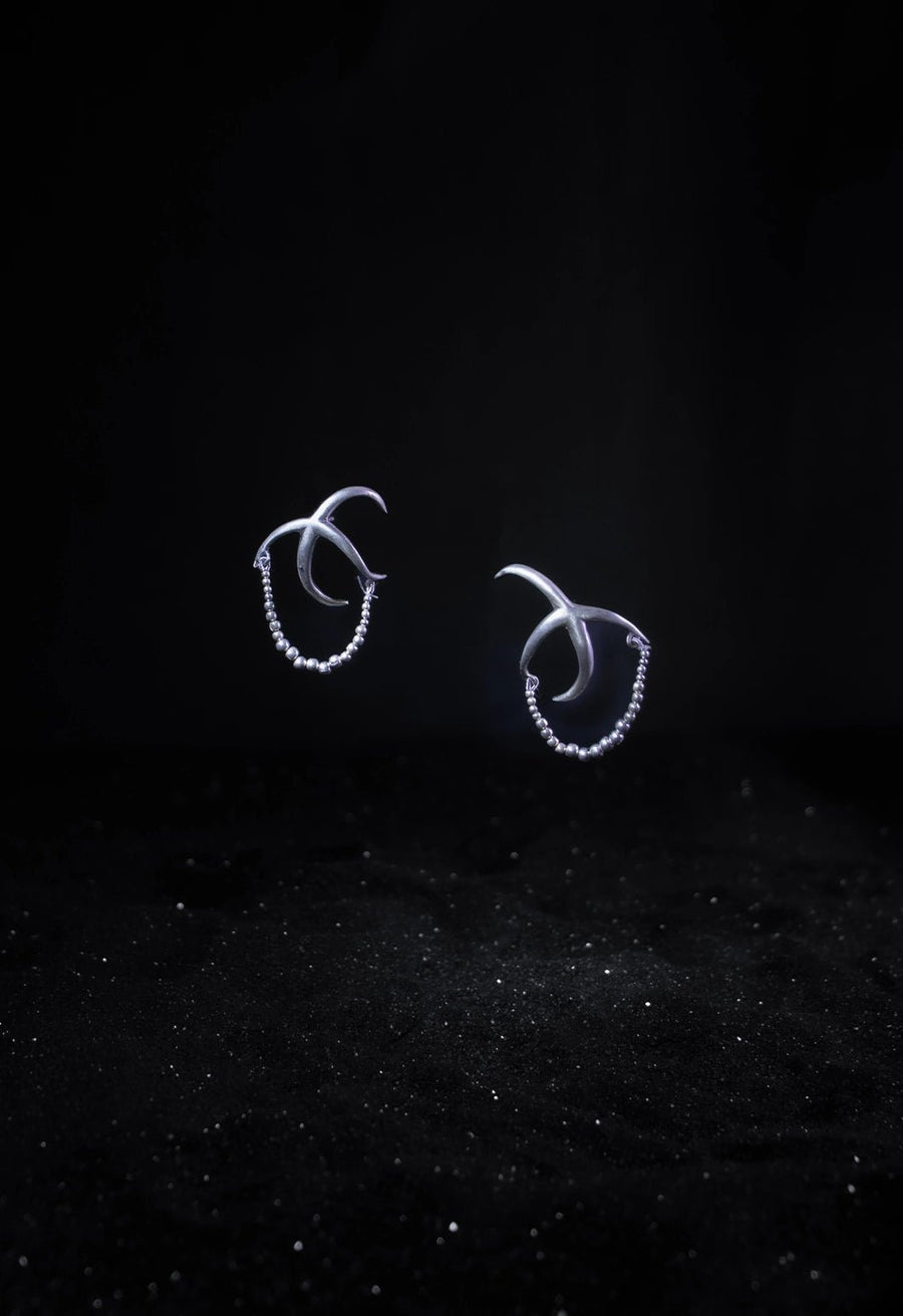 Zohrath Earring in 925 sterling silver, product photo on black – earrings, Bhavya Ramesh