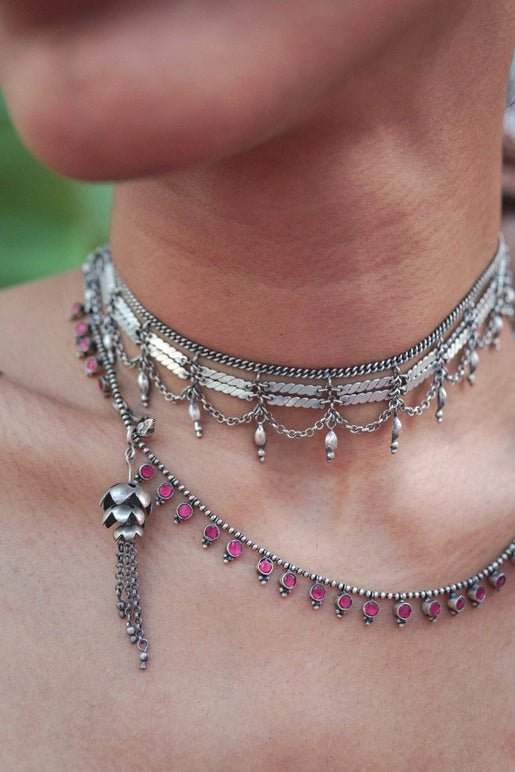Better Together Necklace in sterling silver, worn by a model – neck pieces, Bhavya Ramesh